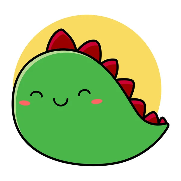 Linda Ilustración Dibujos Animados Dinosaurio Verde Sonriente Ilustración Vectorial — Vector de stock