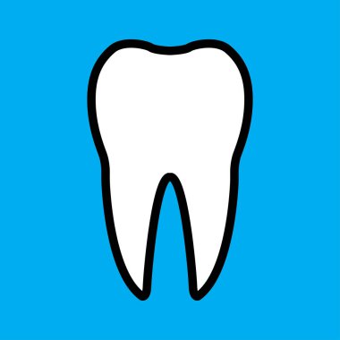 Basit düz beyaz diş çizimi. Vektör illüstrasyonu.