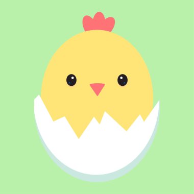 Doğum günü kartı. Kabuklu sarı tavuk. Çocuk baskısı. Vektör illüstrasyonu.