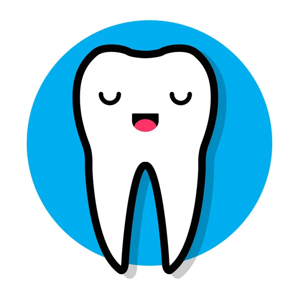 Kreskówkowa Płaska Ilustracja Uśmiechniętego Białego Zęba Słodki Dziecięcy Ząb Kawaii — Wektor stockowy