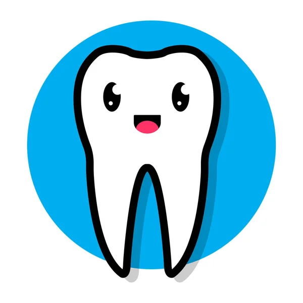 Desenhos Animados Ilustração Plana Dente Branco Sorridente Bonito Dente Kawaii —  Vetores de Stock