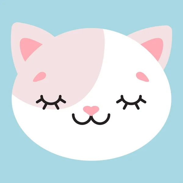 Linda Ilustración Plana Simple Una Cabeza Gato Ilustración Vectorial — Vector de stock