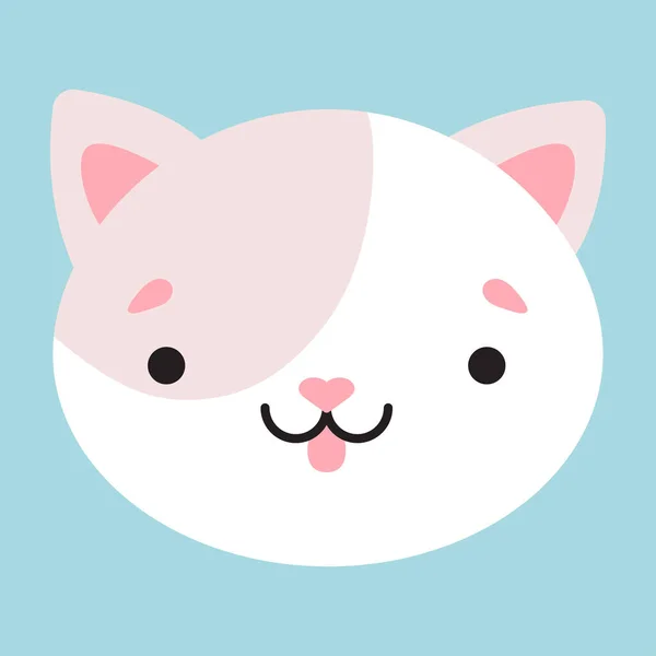 Linda Ilustración Plana Simple Una Cabeza Gato Ilustración Vectorial — Vector de stock