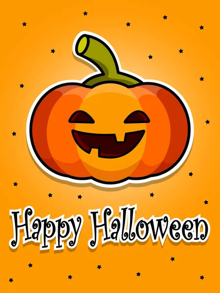 Halloween Postcard Smiling Pumpkin Cartoon Flat Vector Illustration — Stock Vector