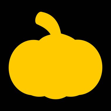 Siyah arka planda sarı bir balkabağı silueti. Cadılar Bayramı posteri. Düz vektör illüstrasyonu.