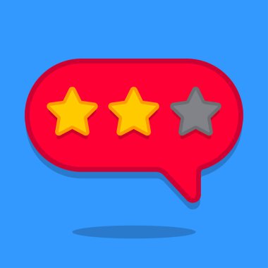Üç yıldız. Müşteri değerlendirmeleri, değerlendirmeler. Beyaz arka planda izole edilmiş. Vektör illüstrasyonu.
