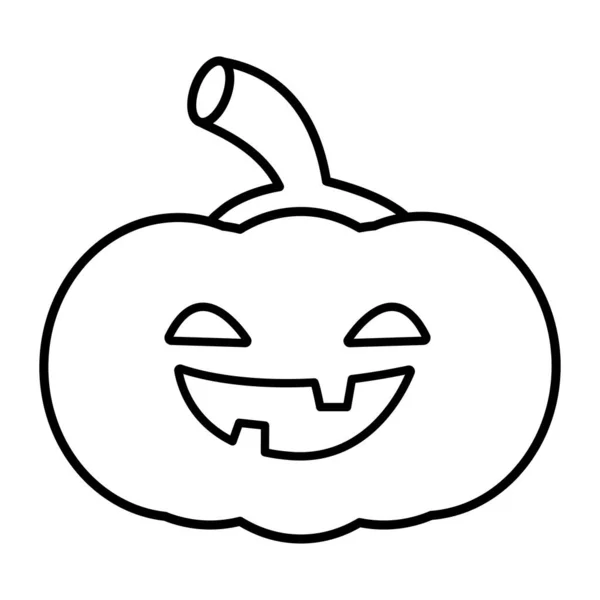 Ilustracja Rysunkowa Zarys Szczęśliwej Dyni Wektor Ilustracji Halloween — Wektor stockowy