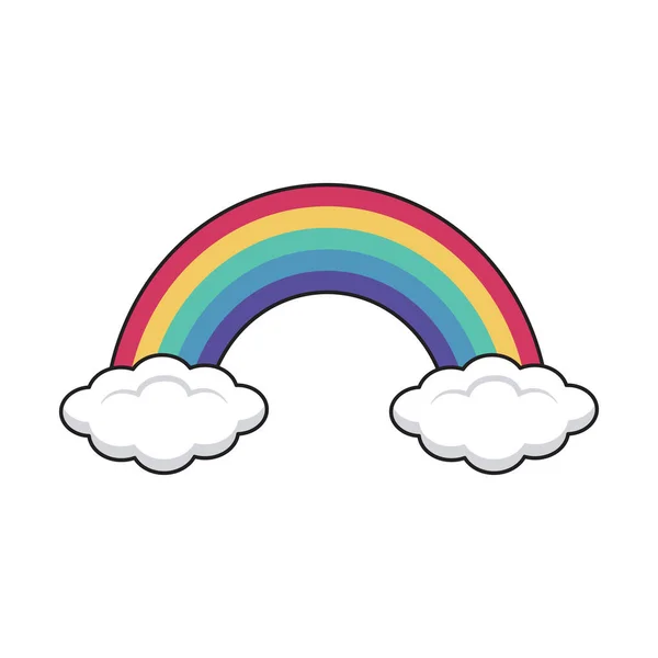 Vektor Niedliche Illustration Eines Regenbogens Und Zwei Wolken Auf Weißem — Stockvektor