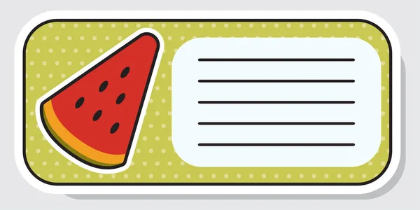 Notebook Label Slice Watermelon Baby Stickers Vector Illustration — Stock Vector