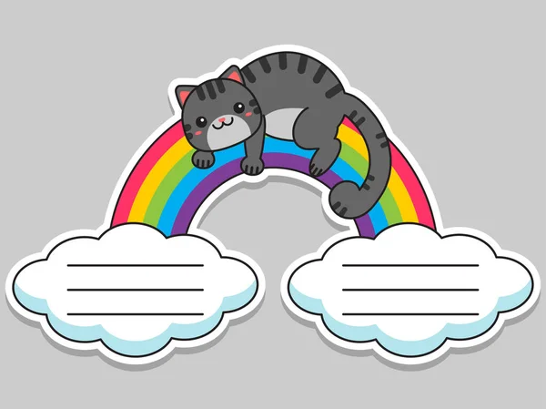 Notebook Labels Cat Lies Rainbow Note Labels Baby Stickers School — Stock Vector
