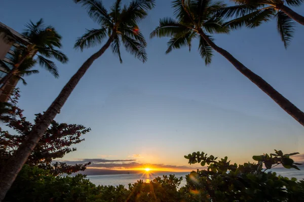 Maui Sunset Pod Koniec Stycznia Maalea Maui Hawaje — Zdjęcie stockowe