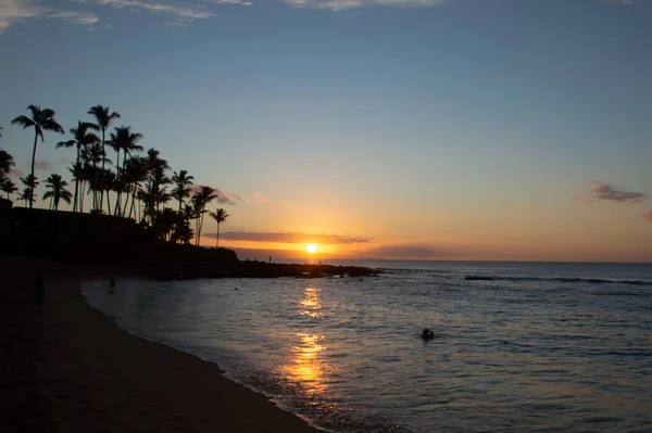 Tramonto Dalla Spiaggia Lahaina Maui — Foto Stock