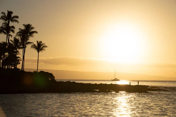 Pôr Sol Praia Lahaina Maui — Fotografia de Stock