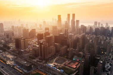 A bird's eye view of the new CBD city of Honggutan, Nanchang