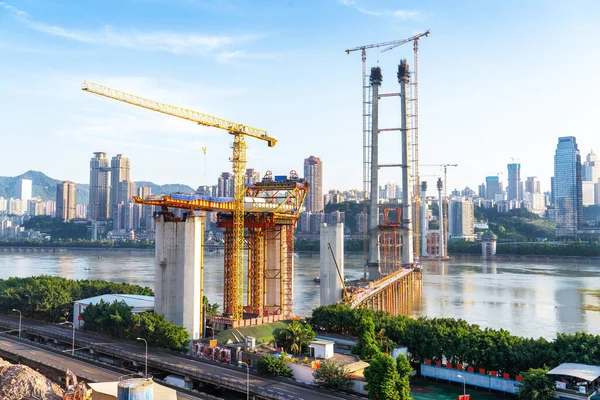 stock image The Yangtze River Bridge in baijusi under construction