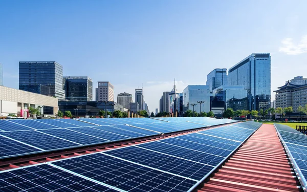 City Photovoltaic Panel Combined Landscape — Stock Photo, Image
