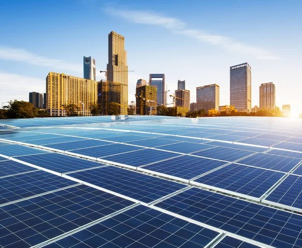 Eco-environmentally friendly green energy of sustainable development of solar power plant with nanchang skyline