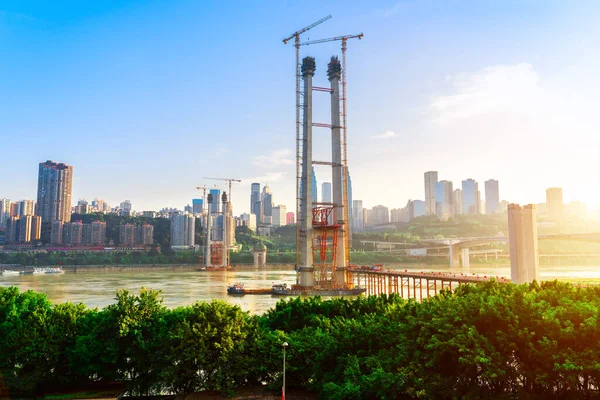 Jialingjiang Zengjiayan Bridge Construction Chongqing China Stockafbeelding