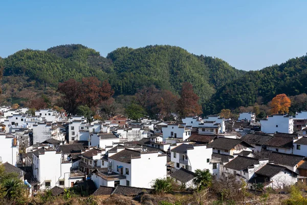 Landscape of Wuyuan County with Yellow oilseed rape field and Blooming canola flowers in spring. It nears Yellow Mountain. It's very quiet. People refer it to as the most beautiful village of China.
