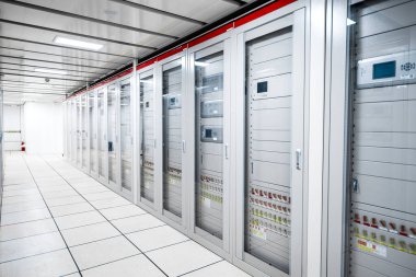 Server room center exchanging cyber datas