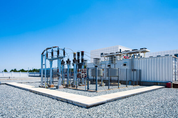 High voltage power transformer substation