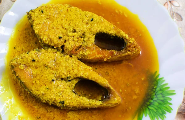 Mustard Ilish Recipe Very Popular Bengali Cuisine Hilsa Fish Mustard — Stock Photo, Image