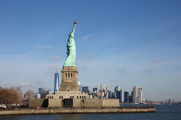 Freiheitsstatue Mit New York Skyline Satue Liberty Liberty Enlightening World — Fotografia de Stock