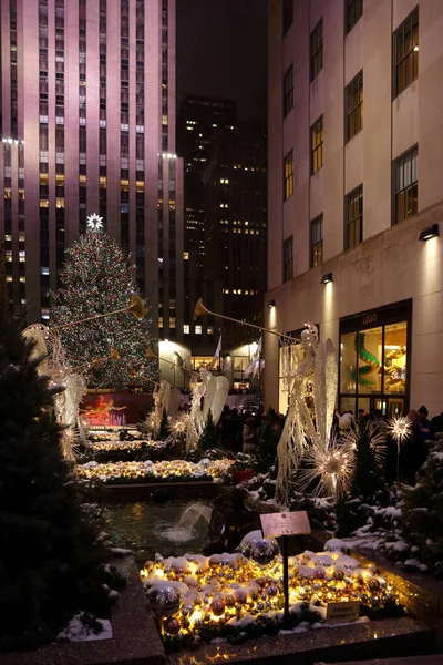 New York Rockefeller Plaza Weihnachten New York Rockefeller Plaza Christmas — 图库照片