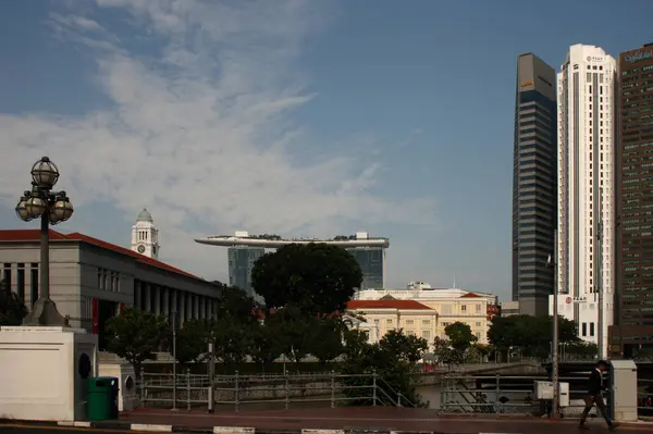 Miasto Singapurskiej Dzielnicy Biznesowej Nowoczesną Architekturą Dzień — Zdjęcie stockowe