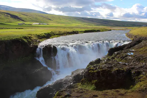 Air Terjun Efrifoss Dan Jurang Kolugljfur Islandia — Stok Foto