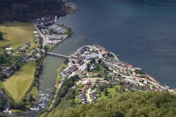 Aerial View Aurlandsvangen Norway — Stock Photo, Image