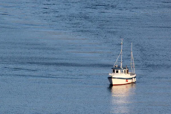 Nordvik Norveç Denizde Tekne Stok Resim