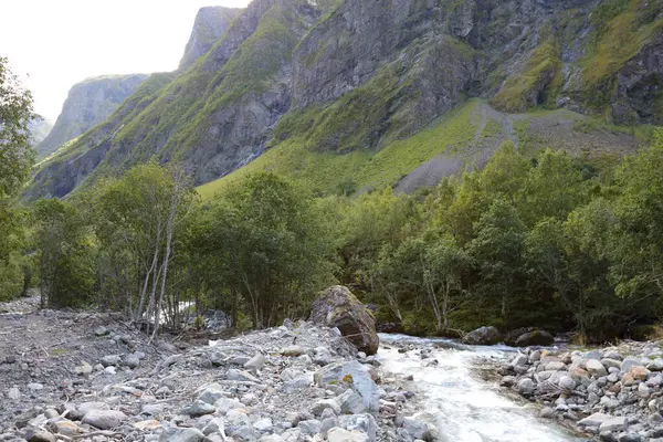 Paisagem Panorâmica Rio Storelvi Noruega — Fotografia de Stock