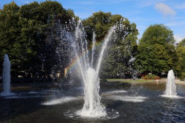 Norveç, Oslo 'daki parkta büyük bir çeşme var.