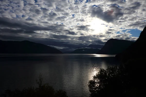 Sonnenaufgang Sognefjord Bei Fresvik Sunrise Sognefjorden Près Fresvik — Photo