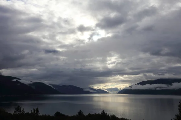 Sonnenaufgang Sognefjord Bei Nordrevik Und Vadheim Sunrise Sognefjorden Près Nordrevik — Photo