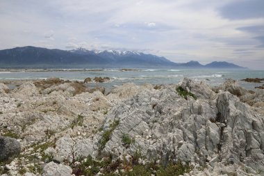 Kueste Kaikoura mit Seaward Kaikoura Range / Kaikoura Sahili ile Deniz Kıyısı Kaikoura Dağları / 