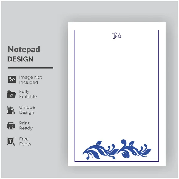 Standard Notepad Design Flat Style — Stock Vector