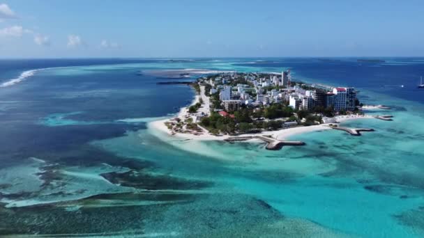 Вид Сверху Беспилотника Острова Мафуши Мальдивах — стоковое видео