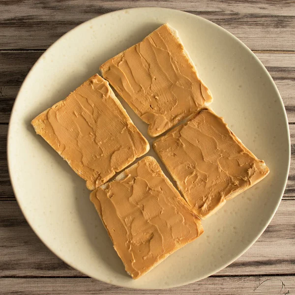 Delicious Toast Peanut Butter Close — Stock Photo, Image