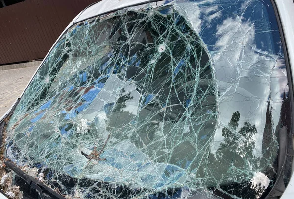 Car Windshield Burst Military Actions Explosions — Stock Photo, Image