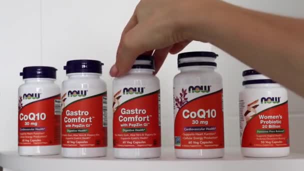 Irpen Ukraine July 20222 Nutritional Supplements Now Foods Coq10 Gastro — Wideo stockowe