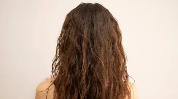 Curly Brunette Girl Natural Curly Hair Wavy Curls Cgm — Φωτογραφία Αρχείου