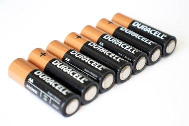 IRPEN, UKRAINE, AUGUST 23 20222, Duracell batteries on a white background. Selective Focus. Illustrative Editorial