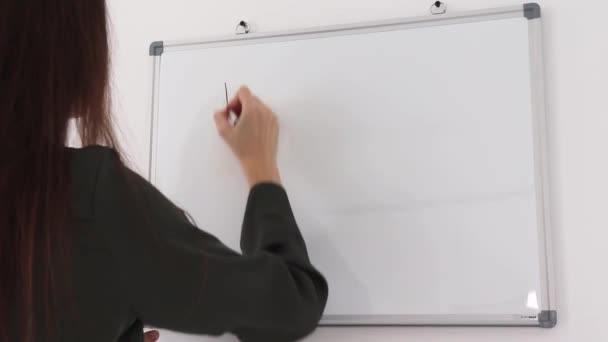 Wanita Menulis Pcos Papan Putih Rumah Sakit Dengan Spidol Pen — Stok Video