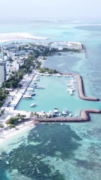 Barcos Atracados Puerto Deportivo Una Vista Aérea Desde Dron Muelle — Vídeos de Stock