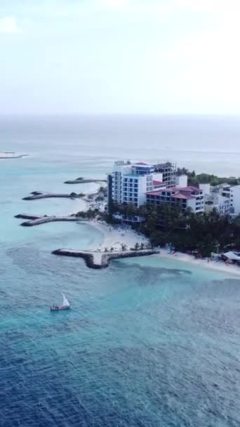 Maldives 20222 Overhead View Island Maldives Stone Piers Illustrative Editorial — стокове відео