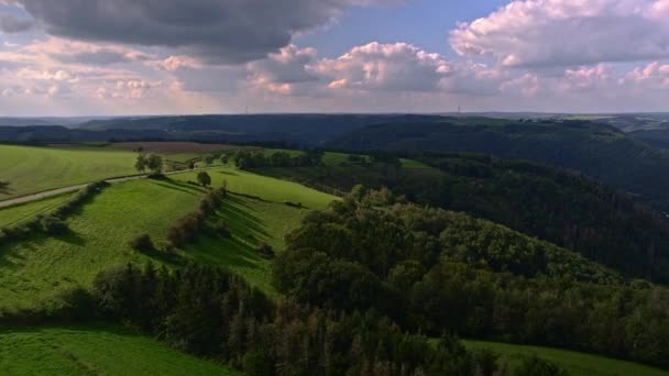 Drone Aerial Footage Bird Eye View Woods Background Views Valley — Vídeos de Stock