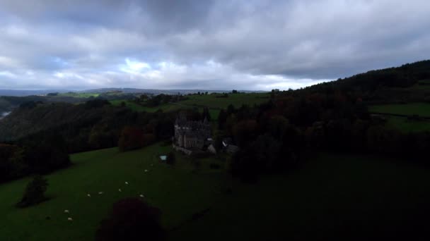 Beautiful Castle Chteau Froidcour Middle Belgian Ardennes Surrounded Forests Meadows — Stockvideo