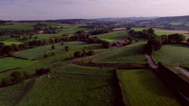 Nizozemská Údolí Krajina Zvlněnými Kopci Zemědělské Půdy Přírodní Pastviny Louky — Stock video